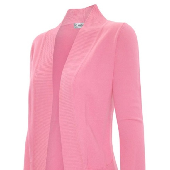 soft pink cardigan